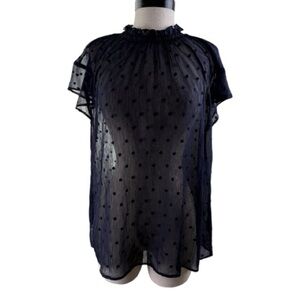 Express Black Sheer Polka Dot Blouse